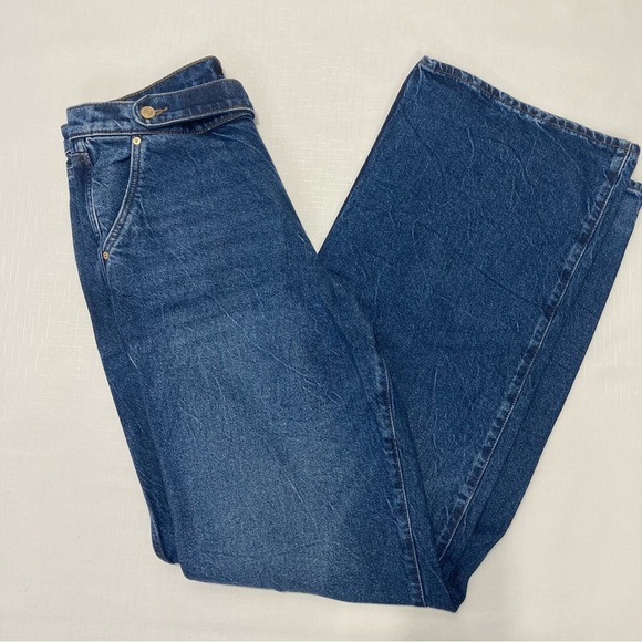 Express wide leg denim pants with unique waist - Picture 1 of 9